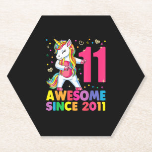 11 Years Old Unicorn Flossing 11th Birthday Girl U Paper Coaster