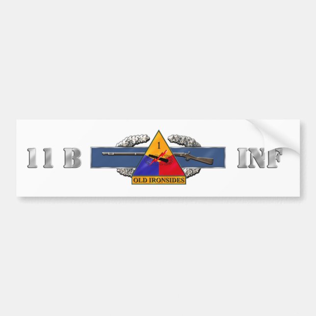 11B 1st Armored Division Bumper Sticker (Front)