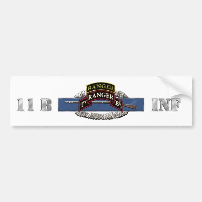 11B 75th Ranger 1st Battalion w/ Tab Bumper Sticker (Front)
