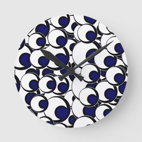 11eyeballs EYES EYEBALLS BLACK BLUE IRIS WHITE DIG Round Clock