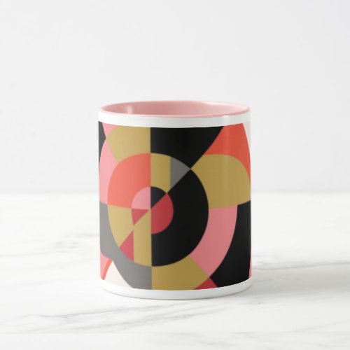 11oz custom pink mug with modern art design 