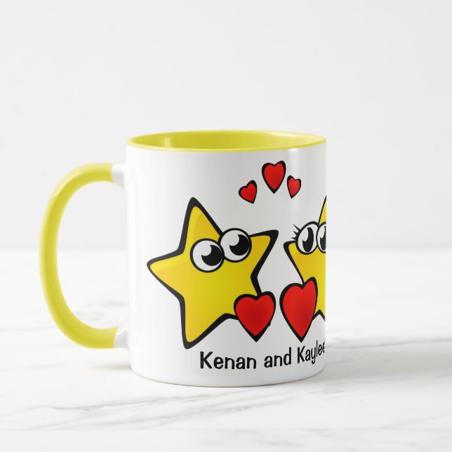 11oz Custom Stars Add Names Coffee Mug By Zazz_it (Left)
