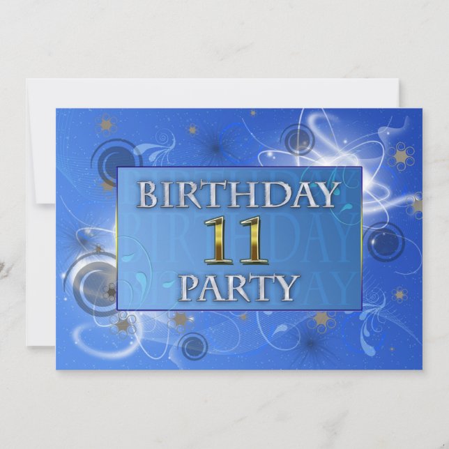 11th Abstract lights Birthday party invitation (Front)