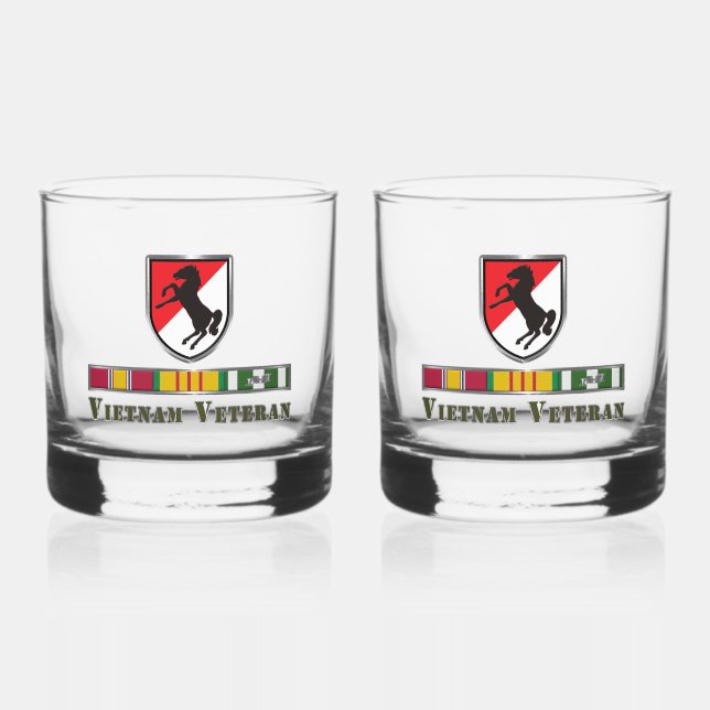 11th ACR Armored Cavalry Regiment Vietnam Veteran Whiskey Glass (Front)
