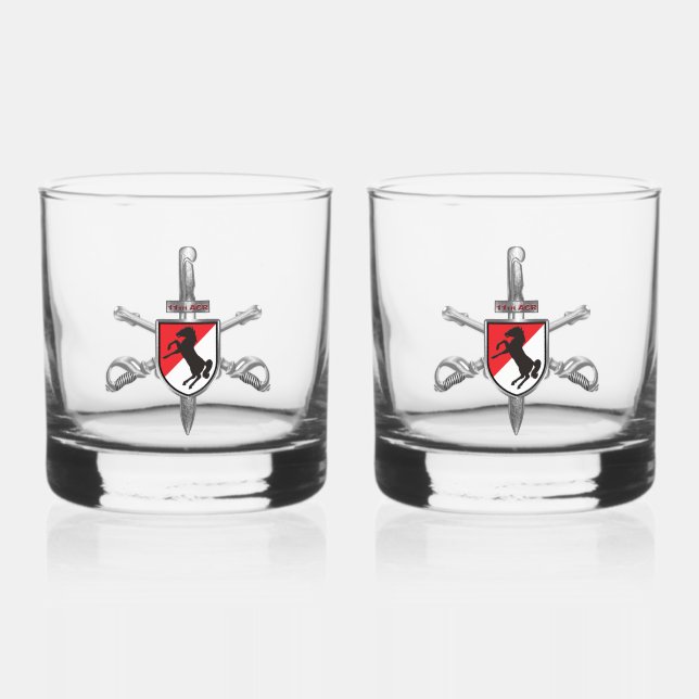 11th ACR Armored Cavalry Regiment Whiskey Glass (Front)