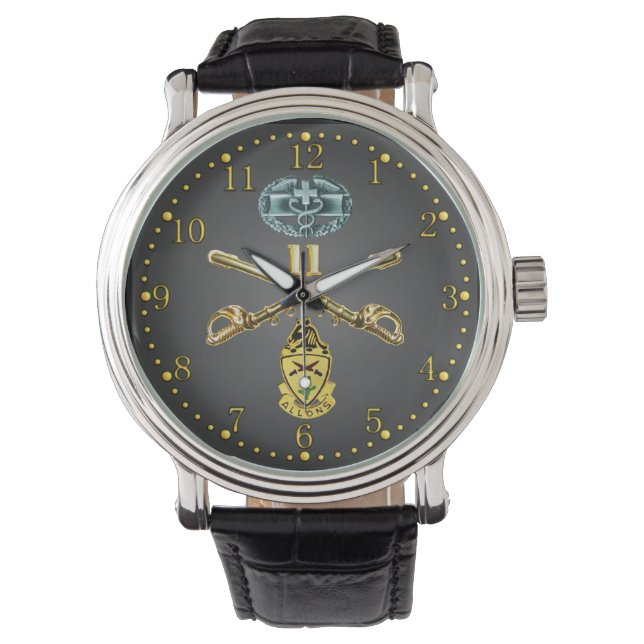 11th ACR Crossed Rifles, CMB and Unit Crest Watch (Front)