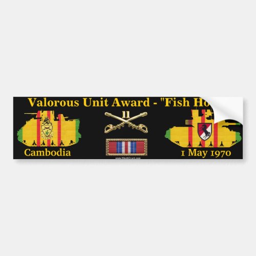 11th ACR Valorous Unit _ Cambodia Fish Hook Bumper Sticker