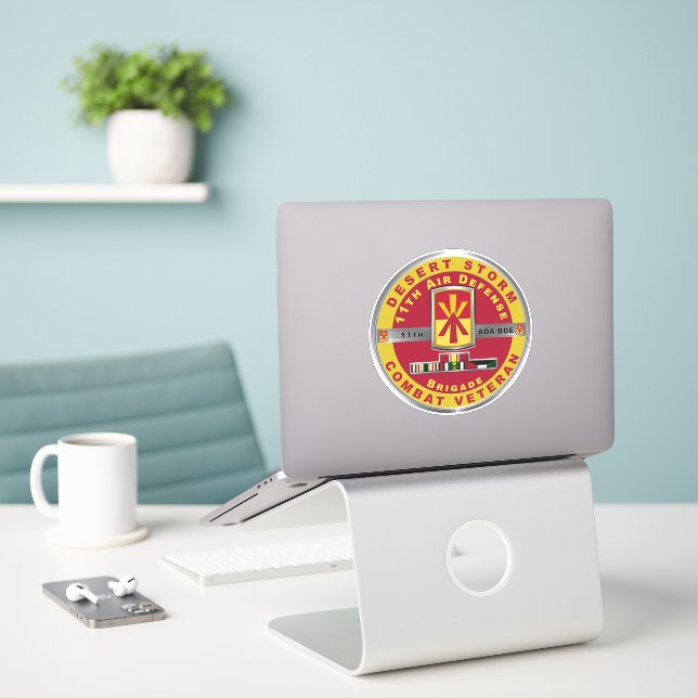 11th Air Defense Artillery Brigade Desert Storm Sticker (Laptop On Desk)
