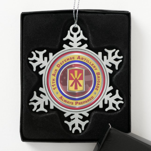11th Air Defense Brigade  Snowflake Pewter Christmas Ornament (Box)