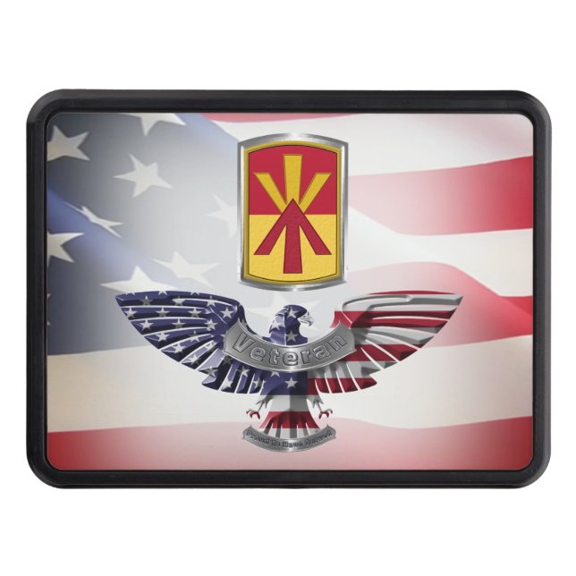 11th Air Defense Brigade with American Flag  Hitch Cover (Front)