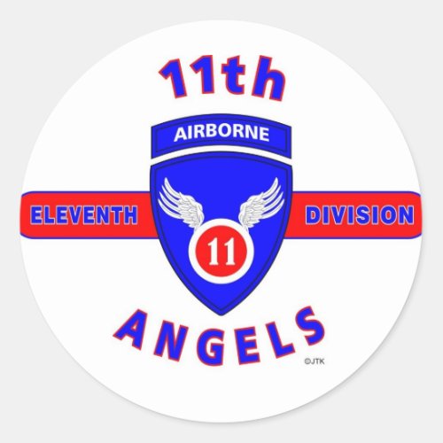 11TH AIRBORNE DIVISION ANGELS CLASSIC ROUND STICKER