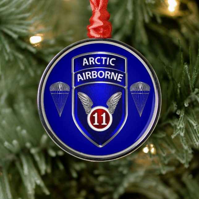 11th Airborne Division Christmas     Metal Ornament (Tree)