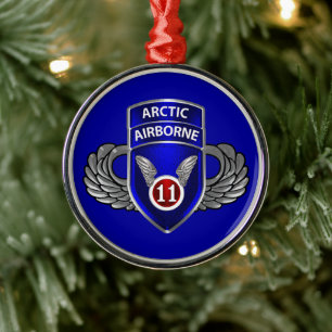11th Airborne Division Christmas   Metal Ornament