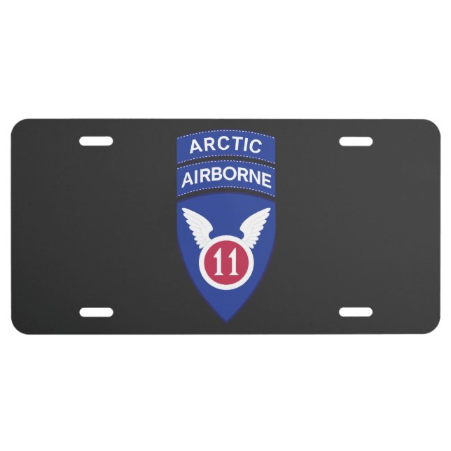11th Airborne Division - SSI w Arctic Tab License Plate (Front)
