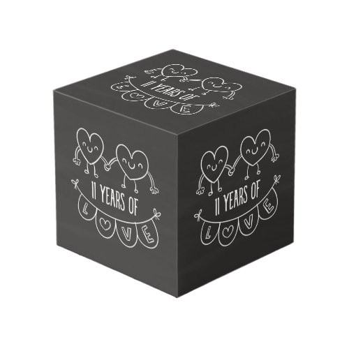 11th Anniversary Gift Chalk Hearts Cube