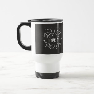 11th Anniversary Gift Chalk Hearts Travel Mug