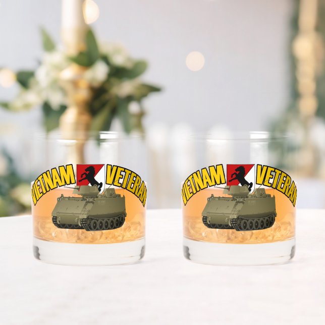 11th Armored Cav - Vietnam Veteran M113 ACAV Whiskey Glass (Insitu (Wedding))