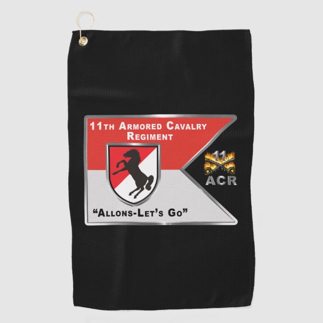 11th Armored Cavalry Regiment “Black Horse”   Golf Towel (Front)