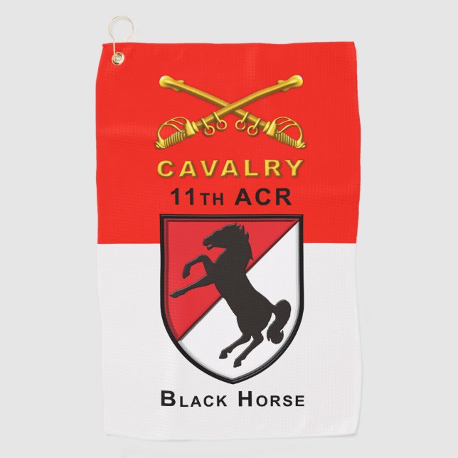 11th Armored Cavalry Regiment “Black Horse”    Golf Towel (Front)