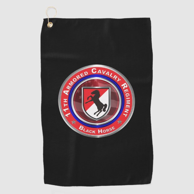 11th Armored Cavalry Regiment “Black Horse”   Golf Towel (Front)