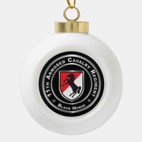 11th Armored Cavalry Regiment  Ceramic Ball Christmas Ornament