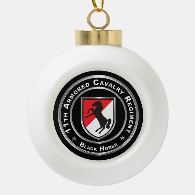 11th Armored Cavalry Regiment  Ceramic Ball Christmas Ornament (Front)