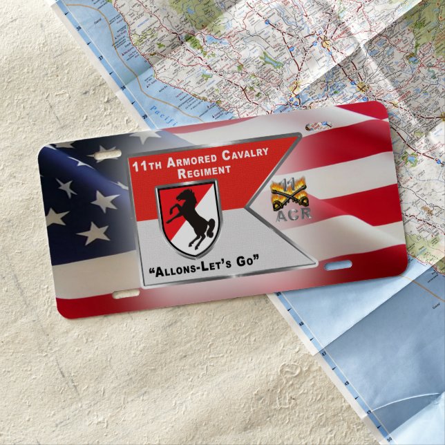 11th Armored Cavalry Regiment Guidon License Plate (In Situ)