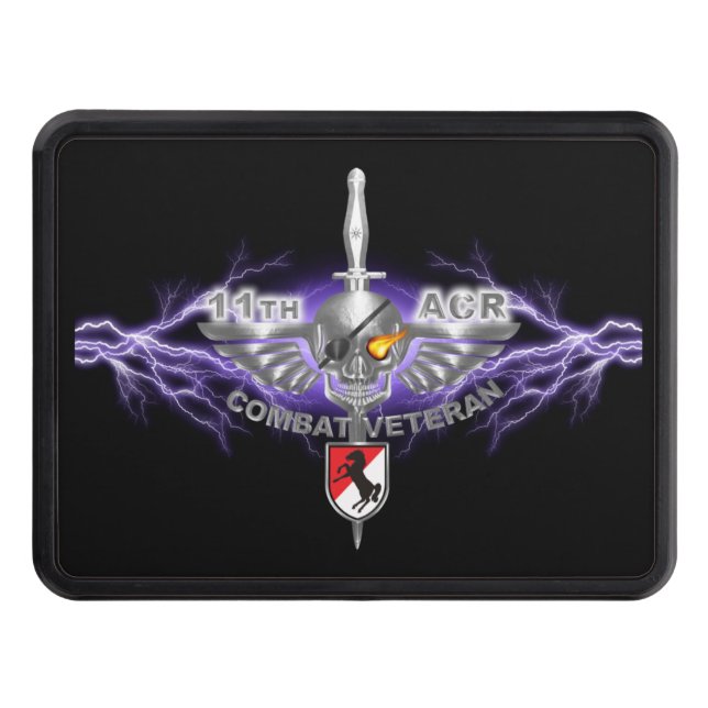 11th Armored Cavalry Regiment  Lightning Skull Hitch Cover (Front)