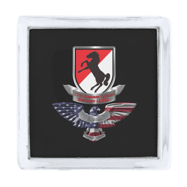 11th Armored Cavalry Regiment  Silver Finish Lapel Pin (Front)