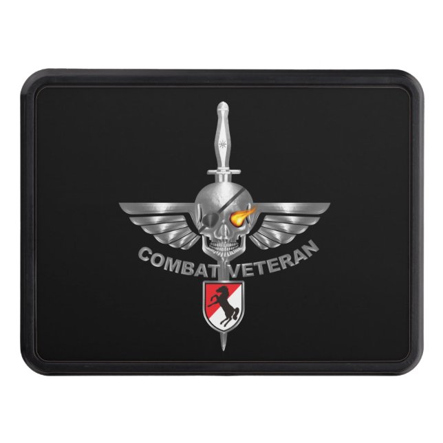 11th Armored Cavalry Regiment Silver Skull Hitch Cover (Front)