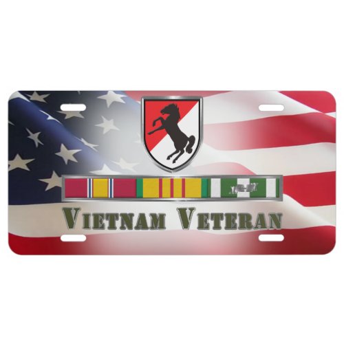 11th Armored Cavalry Regiment Vietnam Veteran  License Plate