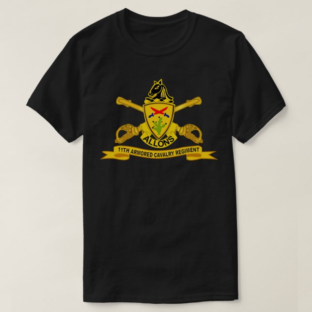 11th Armored Cavalry Regiment w Br Ribbon T-Shirt (Design Front)