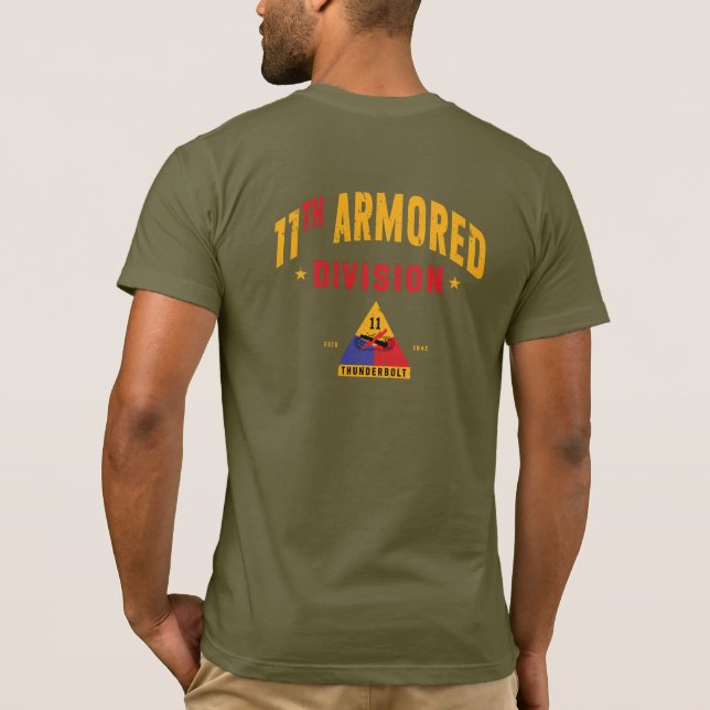 11th Armored Division Distressed Personalizable T-Shirt (Back)