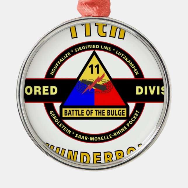 11TH ARMORED DIVISION "THUNDERBOLT" METAL ORNAMENT (Front)