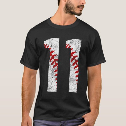 11Th Baseball Big Number Eleven 11 T_Shirt