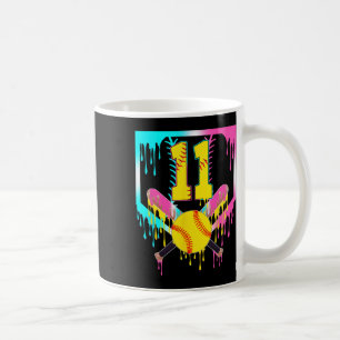 11th Bday Softll Home Plate Drip Ice Cream 11 Year Coffee Mug