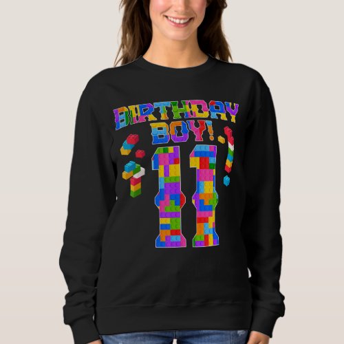 11th Birthday 11 Years Old Block Building Boys Kid Sweatshirt