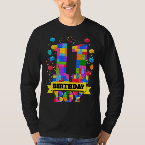 11th Birthday 11 Years Old Block Building Boys Kid T_Shirt