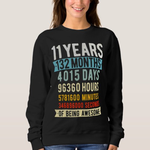 11th Birthday 11 Years Old Vintage Retro 132 Month Sweatshirt