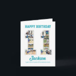 11th Birthday Anniversary Number 11 Photo Collage Card<br><div class="desc">Celebrate 11th birthday or wedding anniversary with this custom photo collage. Choose your favorite photos for display. Customize the name, text and date to fit your occasion. This will be a lovely keepsake with personalized message to look back on with family and friends. If you need any other number as...</div>