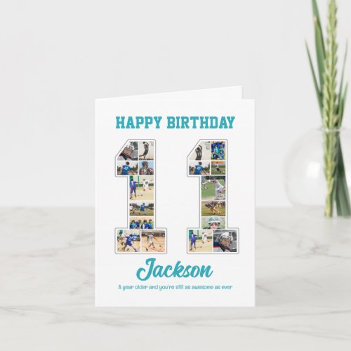 11th Birthday Anniversary Number 11 Photo Collage Card