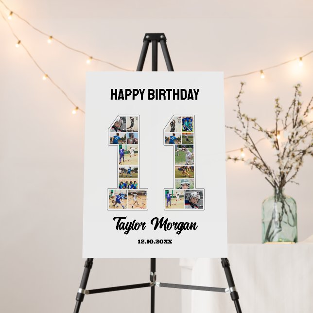 11th Birthday Anniversary Number 11 Photo Collage Foam Board (In Situ (Stand))