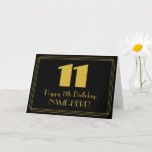 [ Thumbnail: 11th Birthday: Art Deco Inspired Look "11" & Name Card ]