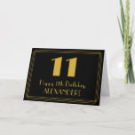 [ Thumbnail: 11th Birthday: Art Deco Inspired Look "11" + Name Card ]