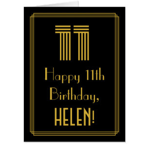 11th Birthday: Art Deco Inspired Look “11” + Name Card