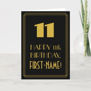 11th Birthday ~ Art Deco Inspired Look "11" & Name Card