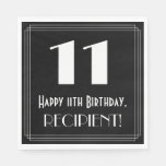 [ Thumbnail: 11th Birthday ~ Art Deco Inspired Look "11", Name Napkins ]