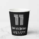 [ Thumbnail: 11th Birthday — Art Deco Inspired Look “11” + Name Paper Cups ]