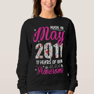 11th Birthday Awesome Since May 2011 Floral Sweatshirt