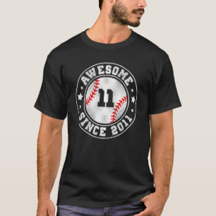 11th Birthday Baseball Player 11 Years Old Vintage T-Shirt
